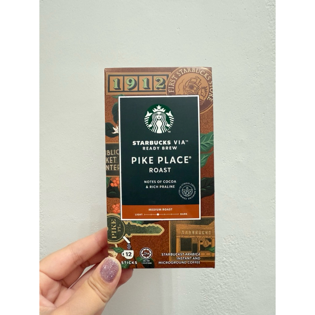 พร้อมส่ง ‼️แพ็คเกจใหม่ Via Pike Place Roast starbucks. 1 กล่อง 12 ซอง