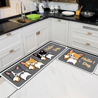AIEhome ชุดเซ็ตคู่ พรมเช็ดเท้า พรมปูพื้น ซับน้ำได้ดี ด้านล่างเป็นยางกันลื่น ขนาด40x60+40x120cm รุ่น 5370 / 5375