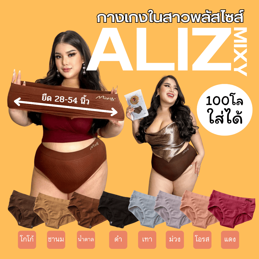 (เซต 5 ตัว) mixy รุ่น aliz กางเกงในสาวพลัสไซต์ เอวยืด 28-54 นิ้ว สูงสุด 140 โล