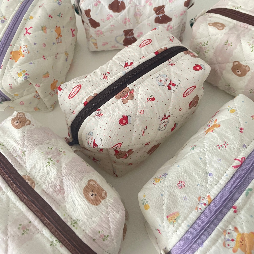 Teddy macaron mini pouch bag - miss.girls กระเป๋าเครื่องสำอาง กระเป๋าใส่ของจุกจิก