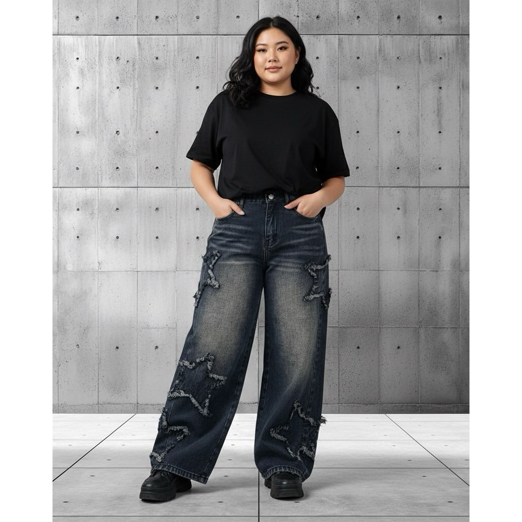 🔥New Baggy Jeans Black Stars มีไซส์ S-4XL