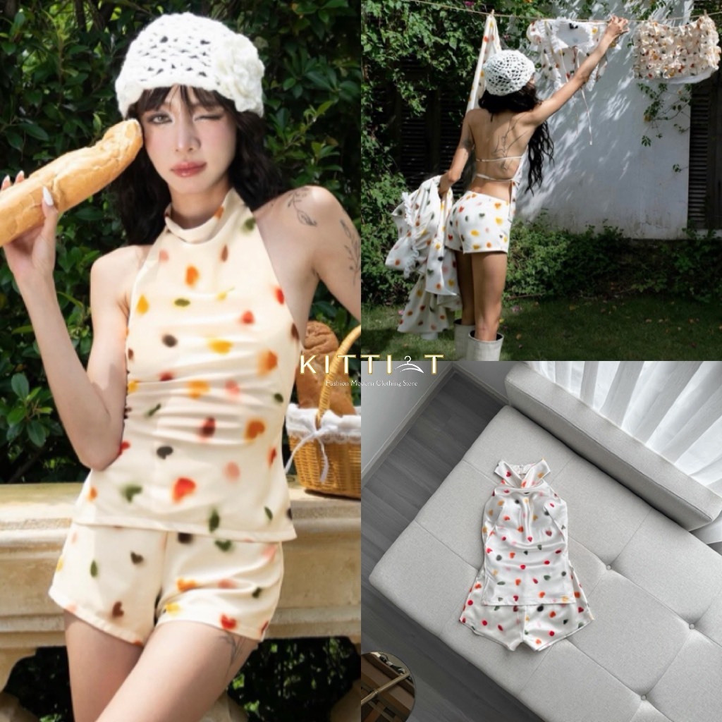 KITTI-T setเซ็ตเสื้อสายเดี่ยวคอฮอลเตอร์  KT 2023
