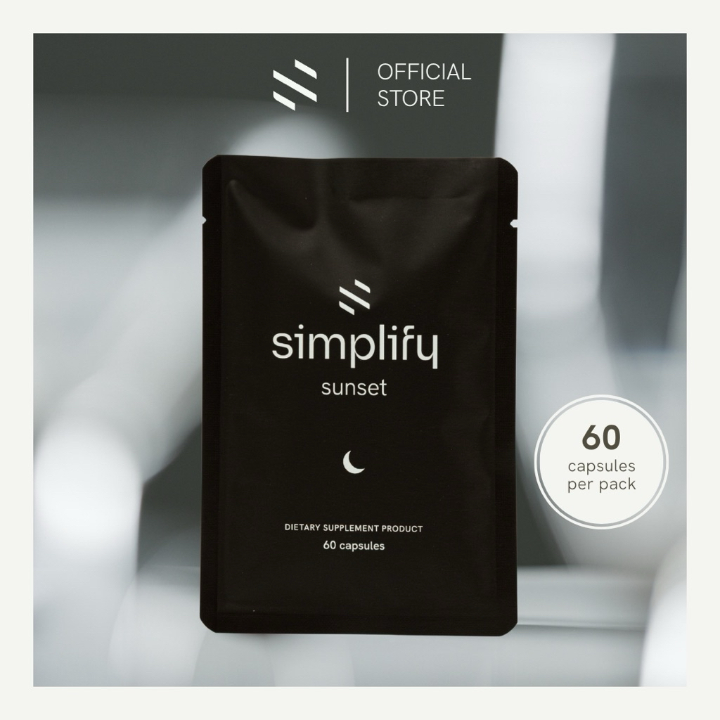 Simplify Sunset [ซอง refill 60 แคปซูล] วิตามินรวม สูตรกลางคืน 60 แคปซูล ช่วยการนอนหลับ ผ่อนคลาย ฟื้นฟูร่างกาย