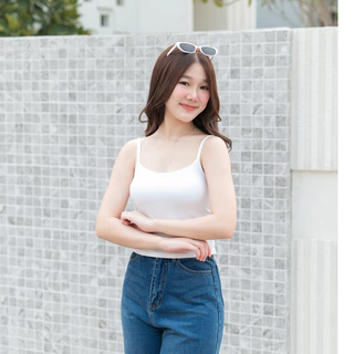 🍒 Ninamee เสื้อสายเดี่ยวครึ่งตัว เสริมบราในตัว ปรับสายได้ มีฟองน้ำ ผ้านุ่มยืดเย็น อก 26–38 นิ้ว ใส่สบาย ทรงสวย #NN02