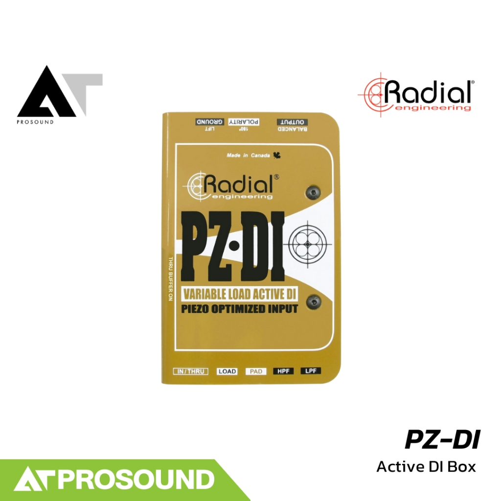 Radial PZ-DI Active DI Box ปรับโหลดอิมพีแดนซ์ได้ สำหรับ Piezo และ Acoustic Instrument  AT Prosound
