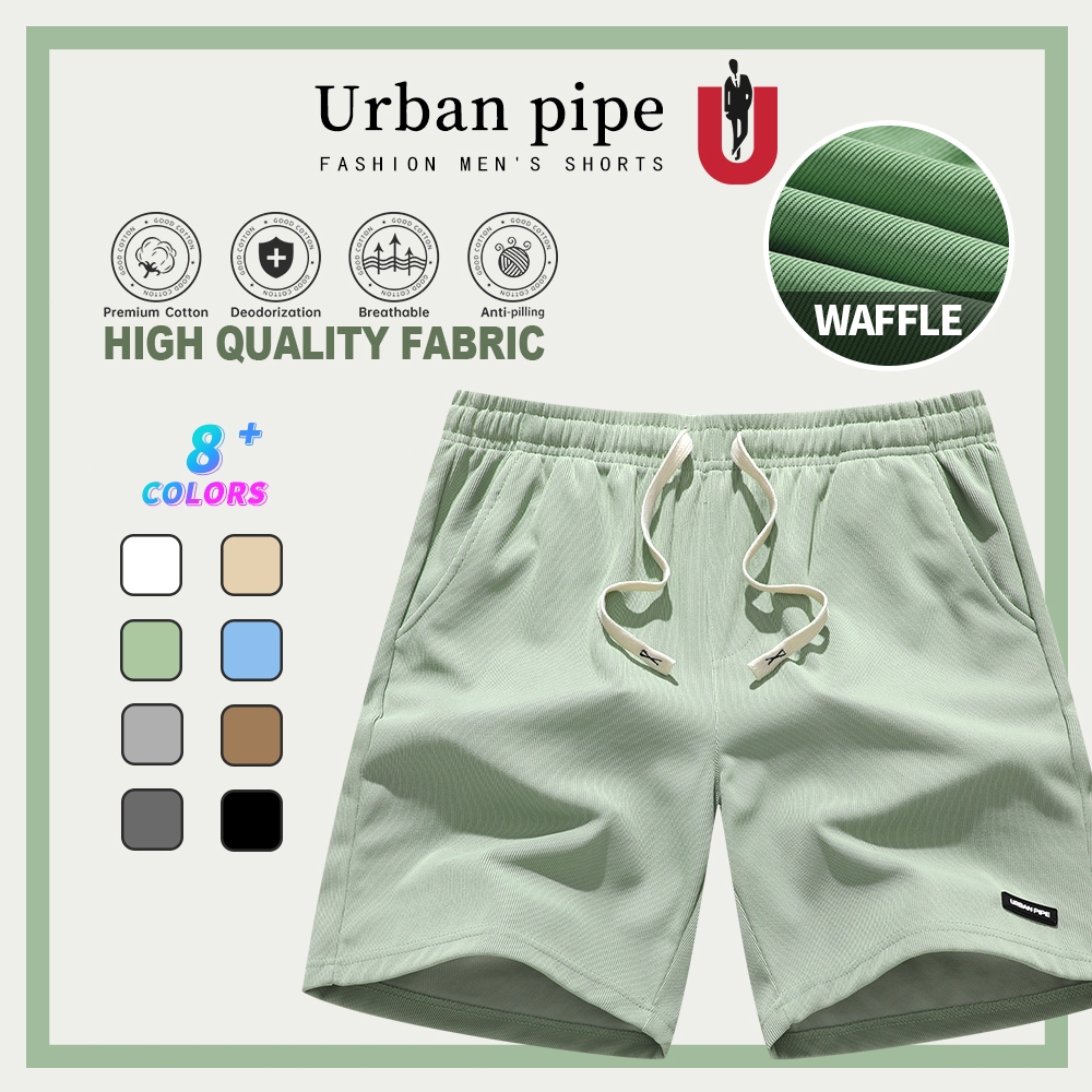 URBAN PIPE กางเกงขาสั้นผู้ชาย สีพื้น ความยาวระดับเข่า ขนาด 28-34 รุ่น Cotton Shorts 208508