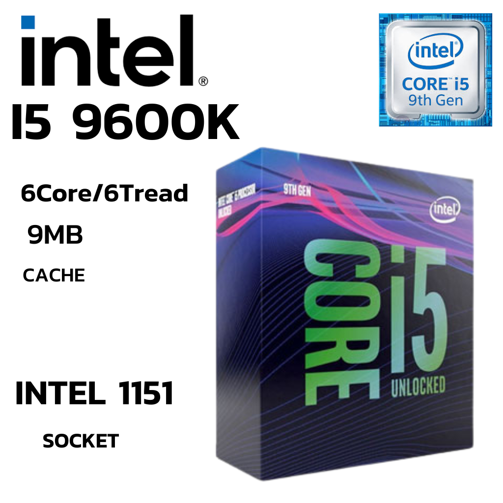 CPU (ซีพียู) 1151 INTEL CORE I5-9600K 6Core 6Tread BestClock 3.70 GHz Turbo 4.6GHz (WITHOUT CPU COOL