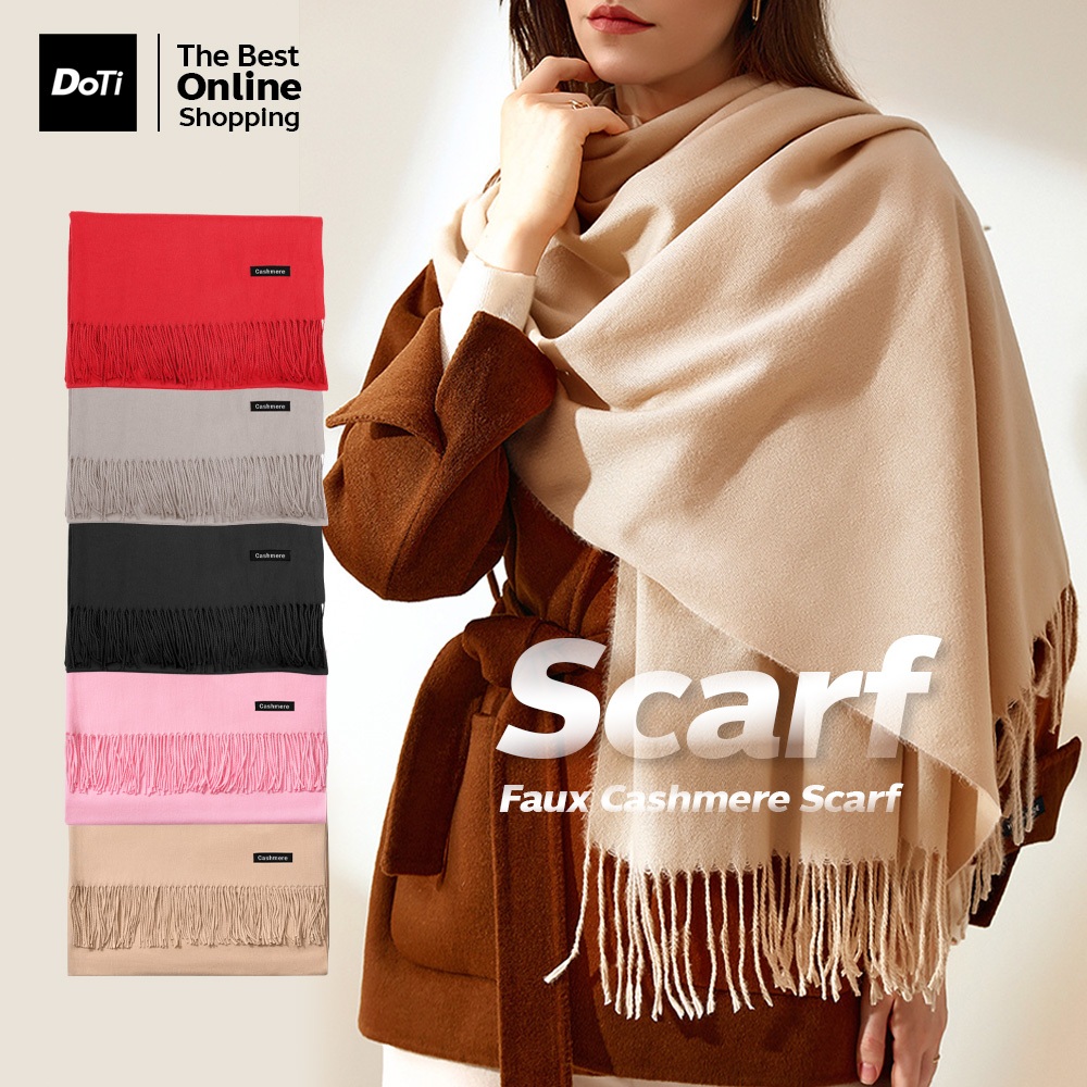 doti ผ้าพันคอผู้หญิง สีทึบ ผืนใหญ่ นิ่มสบาย ขนาด200x35cm คุณภาพดี