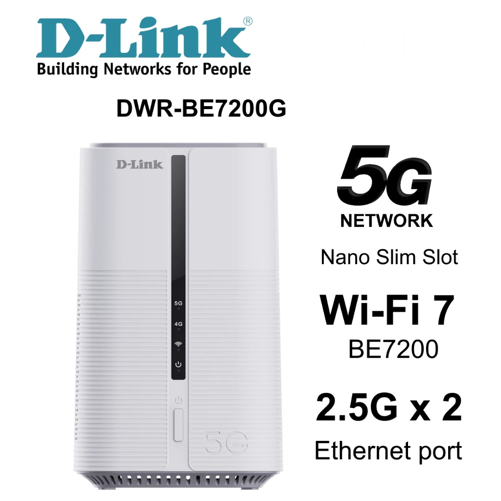 ⚡️เร้าเตอร์ใส่ซิม 5G⚡️D-LINK (DWR-BE7200G) 5G Wi-Fi 7 Router เร็วสุด 7.2Gbps รองรับ 512 อุปกรณ์