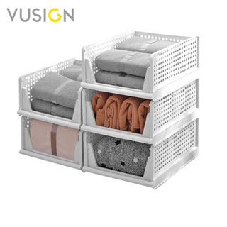 Vusign ตะกร้าใส่เสื้อผ้า กล่องเก็บของพับได้ ที่เก็บเสื้อผ้า …