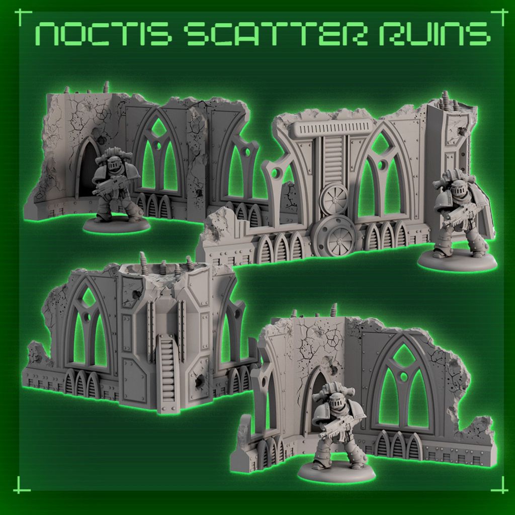 Sector Noctis Scatter Ruins terrain for Wargame, Warhammer, Kill team, Diorama, etc.