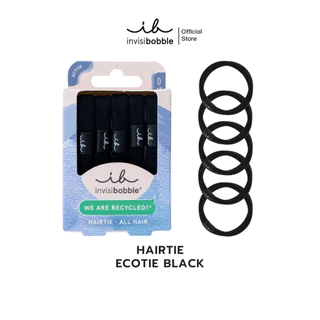 invisibobble ยางรัดผม ถนอมเส้นผม ยางรัดผมแบบผ้า รุ่น HAIRTIE Ecotie สี Black (1 กล่องบรรจุ 5 ชิ้น)