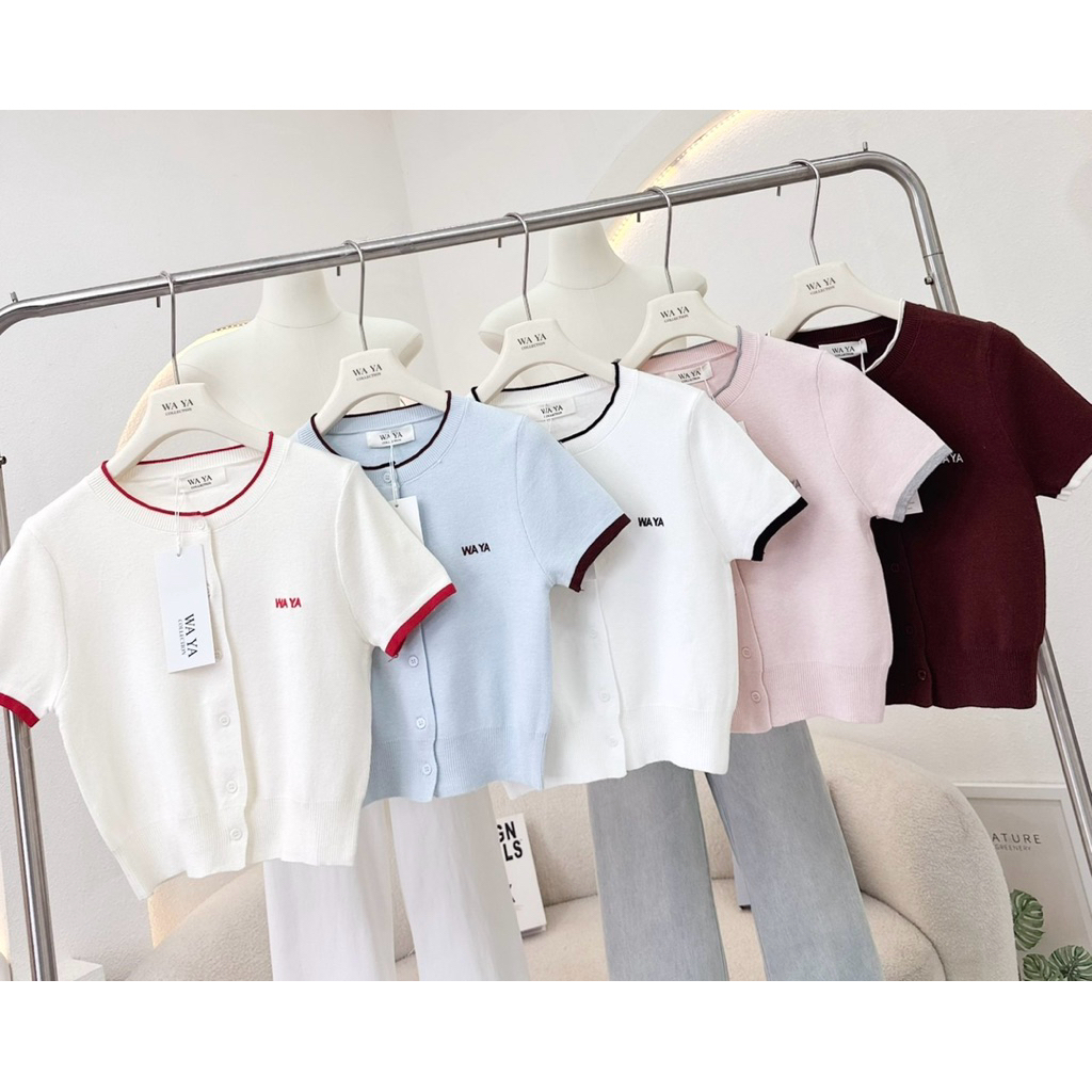 WAYA Collection25100 เสื้อไหมพรมคอกลมแต่งขอบ