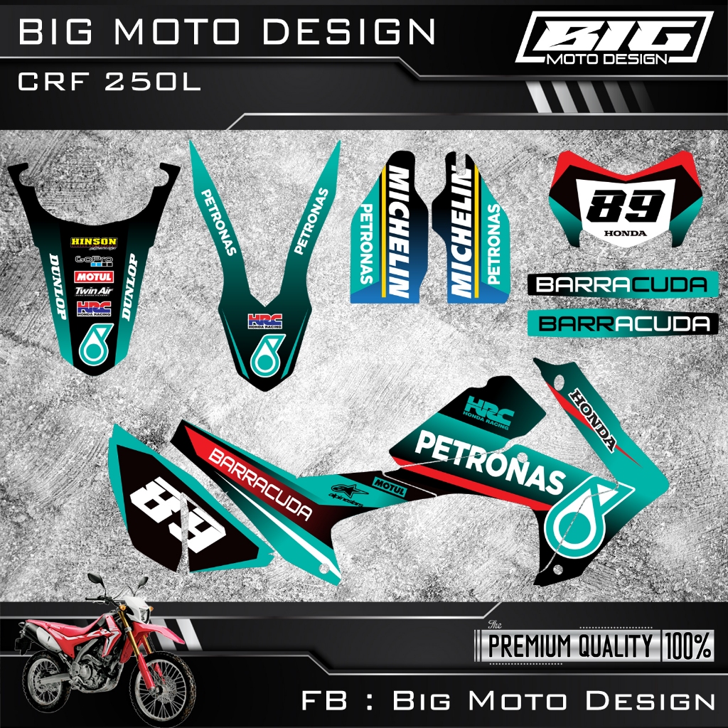 สติ๊กเกอร์ รถวิบาก CRF250l ลายปิโตรนาส เคลือบเงากันรอยอย่างดี ปะได้ทั้งคัน เต็มคัน