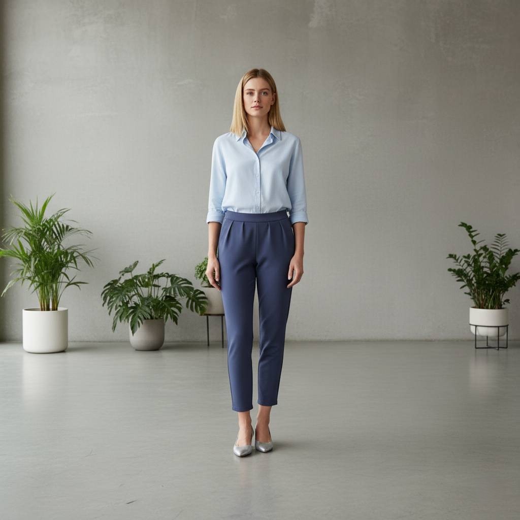 กางเกงทำงานผ้าวูลเวฟ ทรงบอลลูน นุ่ม มีความยืดหยุ่น ระบายอากาศได้ดี ใส่สบาย เอวยางยืด เอว 28-38 นิ้ว - รูปที่ 6