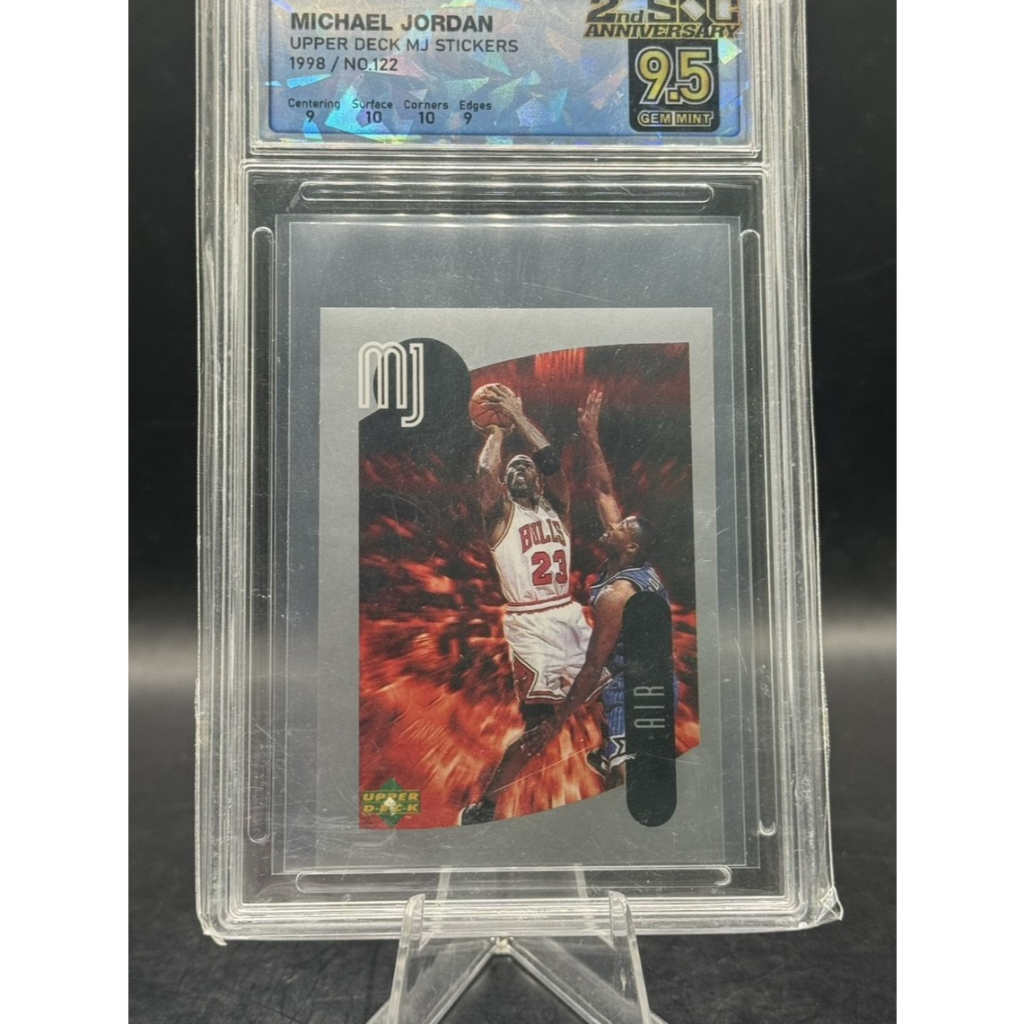 👑 **MICHAEL JORDAN** SQC 9.5 GEM MINT! 1998 Upper Deck **MJ STICKERS** #122 สภาพมิ้นท์