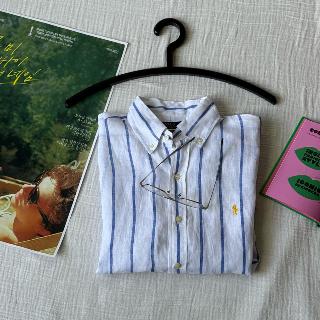 📟 RL CLASSIC FIT LINEN STRIPED SHIRT 👔 - รูปที่ 2