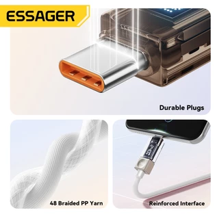 Essager 240W C-C/A-C/C-L สายชาร์จข้อมูลแบบเร็วพร้อมจอแสดงผลดิจิทัล - ตัวเลือกสีสันทันสมัย
