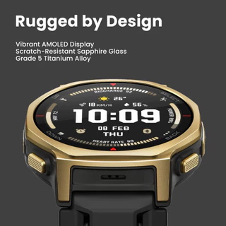 Amazfit T-Rex 3 Pro (44mm) สมาร์ทวอทช์ GPS แม่นยำ แผนที่ออฟไลน์ หน้าจอ Sapphire กันน้ำ 10ATM มาตรฐาน Military