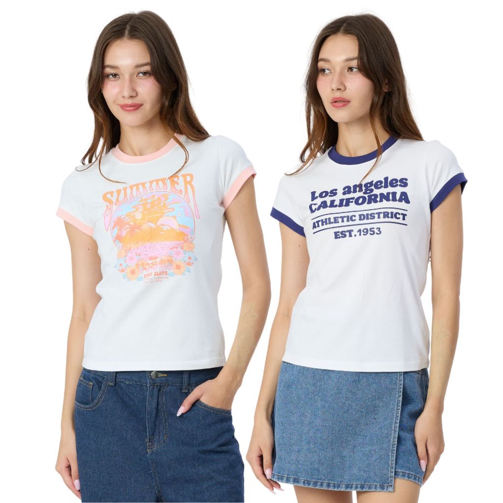 BODY GLOVE Women's Graphic T-SHIRT Fall-Winter 2025 Baby Tee เสื้อยืดลายกราฟฟิค เบบี้ที รวมสี