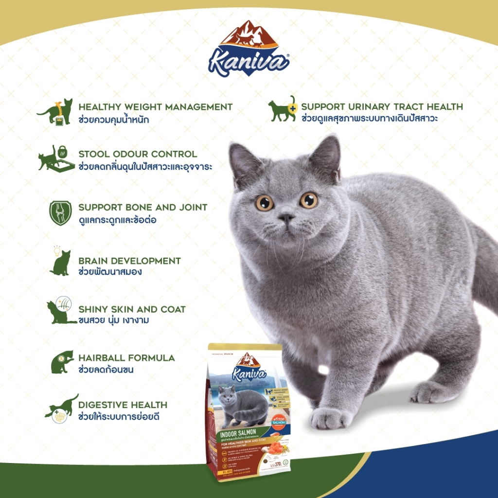 Kaniva Cat Food อาหารแมว 2.5 - 3.2 KG. บำรุงผิวหนังและขน ช่วยปรับสมดุล เพื่อแมวขนสวย เงางาม สุขภาพดี - รูปที่ 3