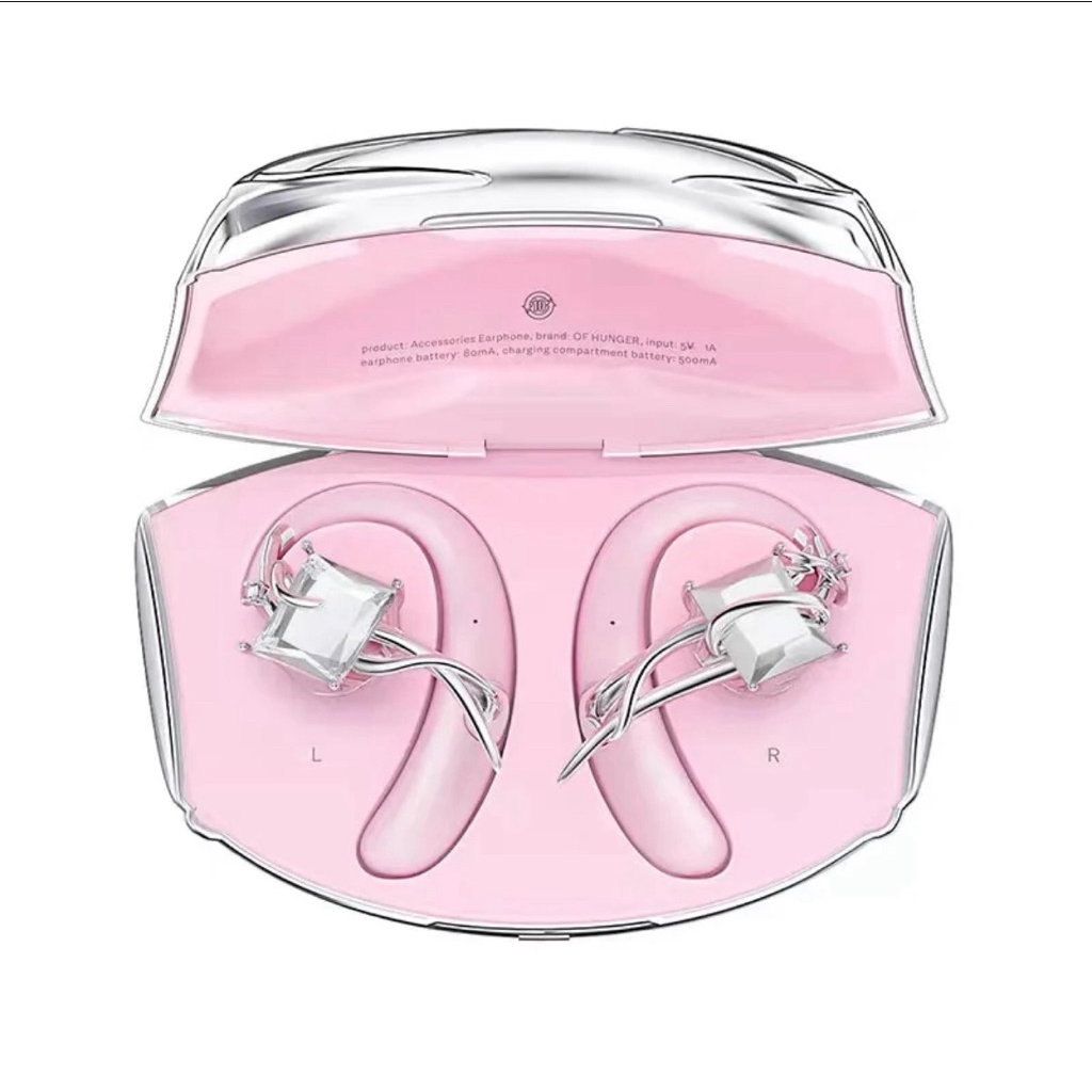 หูฟังไร้สาย OF HUNGER ·Shiroishi OWS Open-Style Accessories Non-In-Ear Pink Limited Edition Earrings