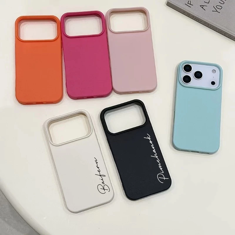 เคสไอโฟนมาการอง [สกรีนชื่อ] Series 17/16/15/14/13/12/11/XR/X เคสซิลิโคนนิ่ม สีทึบ ยกมุมกล้อง