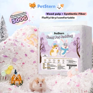 PetStern รองกรงแฮมสเตอร์ วัสดุกระดาษฝ้ายสำหรับสัตว์เลี้ยง ฝุ่นแทบไม่มี นุ่มฟูเบา มุดเล่นได้ Small Pet Bedding 500g