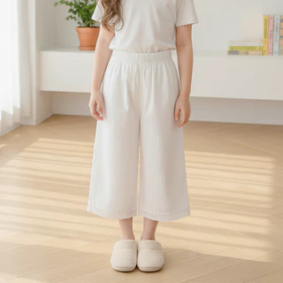 Babyonline(Y490)K1/2 (ส่งด่วน1วัน)กางเกงขายาวขากระบอกแฟชั่นสำหรับเด็กผู้หญิงแต่งผ้าลูกไม้ ผ้าฝ้าย นิ่ม ใส่สบาย