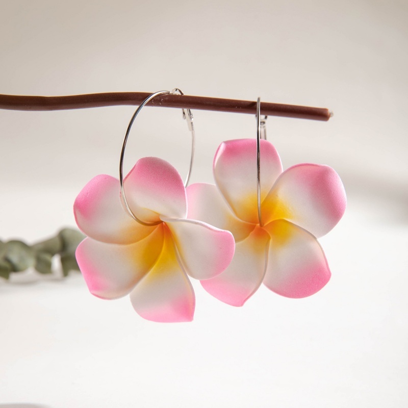 Lunar Blossom❤️ต่างหูไข่มุกรูปดอกไม้สีชมพู  ต่างหูสุดหรู แรงบันดาลใจจากป่า สไตล์วันหยุด  โดดเด่นอย่างมีเอกลักษณ์ - รูปที่ 4