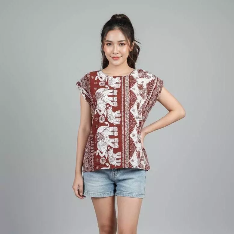 เสื้อลายช้างแขนล้ำลายช้าง อก 42 นิ้ว งานผ้าสปัน Lady thumbnail 10