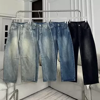 PTJ30303 Kris Barrel Slim กางเกงยีนส์ขากระบอกทรง Barrel ปัก PROMTHONG