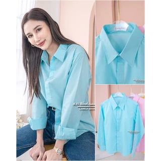 *รุ่นใหม่ สีพาสเทล รุ่นซ่อนกระดุม ผ้าCottonคุณภาพดี เสื้อทำงาน เสื้อใส่เที่ยว