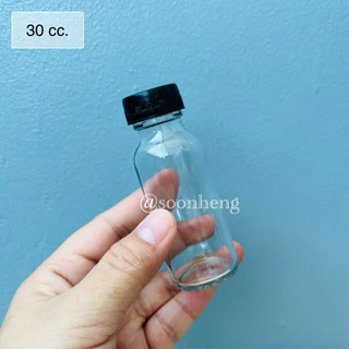 [TG489/W510](แพ็ค 24 ใบ) ขวดแก้วสีชา/ใส 30 มล พร้อมฝาและจุกใน