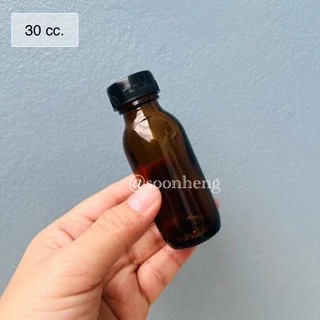 [TG489/W510](แพ็ค 24 ใบ) ขวดแก้วสีชา/ใส 30 มล พร้อมฝาและจุกใน