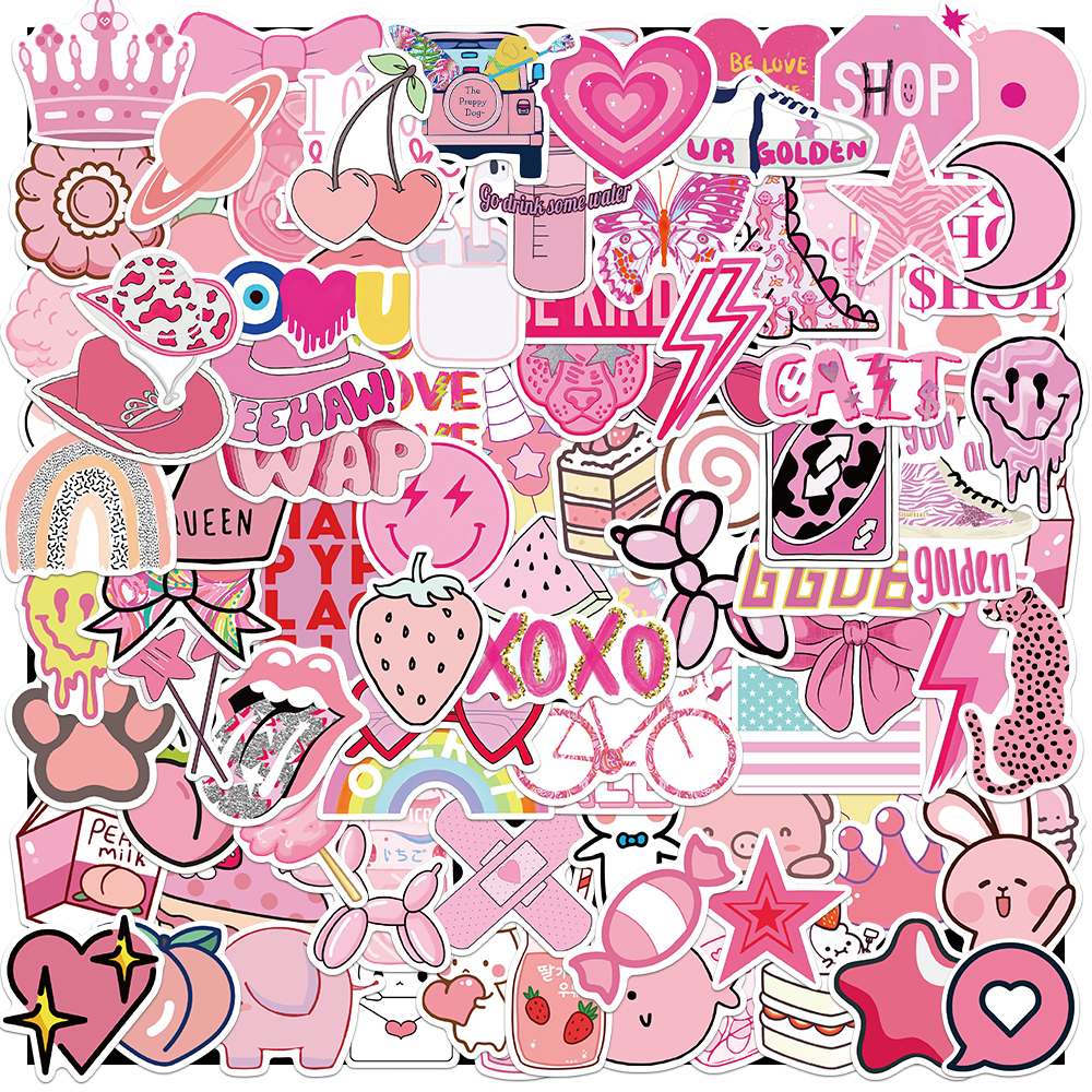 💥จัดส่งจากประเทศไทย💥สีชมพูsticker สติกเกอร์ กันน้ํา สติกเกอร์สําหรับกระเป๋าเดินทางเคสโทรศัพท์แล็ปท็อปโน้ตบุ๊