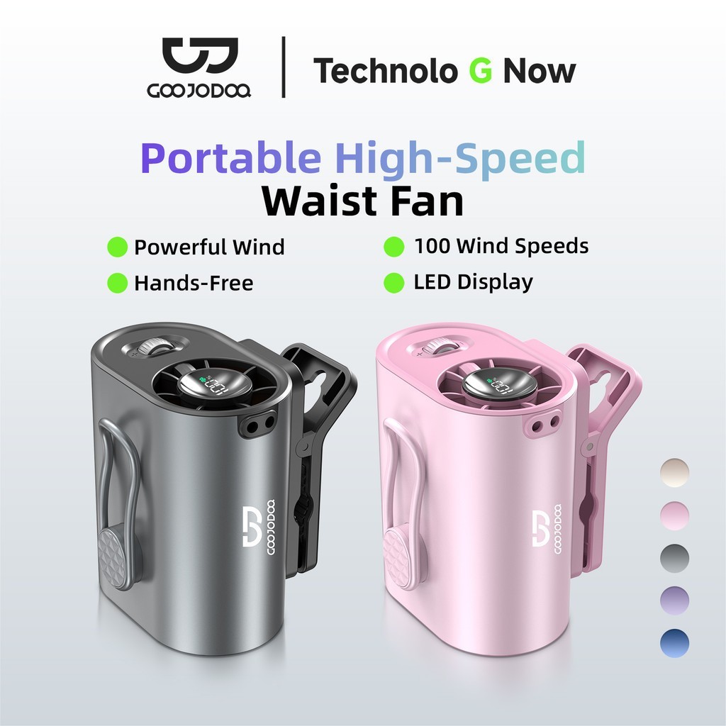 GOOJODOQ Gfs011 พัดลมพกพา พัดลมคาดเอวแบบหนีบ ลมแรง วินาที ระยะเวลาทำงาน 9 ชม ปรับได้ 360°