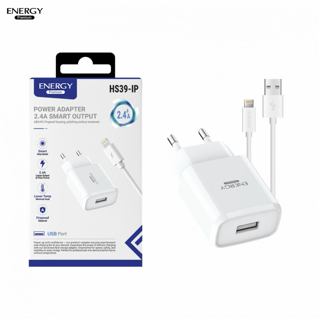 ชุดชาร์จ หัวพร้อมสาย IP/MIC/TCชาร์จเร็ว 2.4A 1 พอร์ต