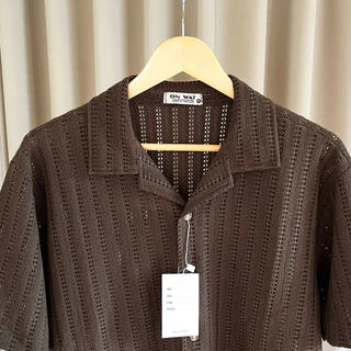 Knit collection - เสื้อถักแขนสั้นสีพื้น ลายฉลุ