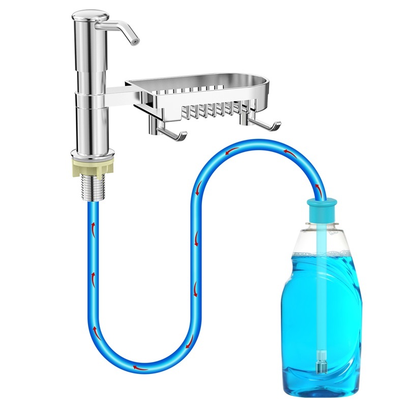 ตู้ทำสบู่กดเครื่องจ่ายสบู่อ่างล้างจานพร้อมหลอดขยาย, เคาน์เตอร์ประหยัดพื้นที่หมุนได้พร้อมถาดเบ็ดการกดปล่อยของเหลว - รูปที่ 6