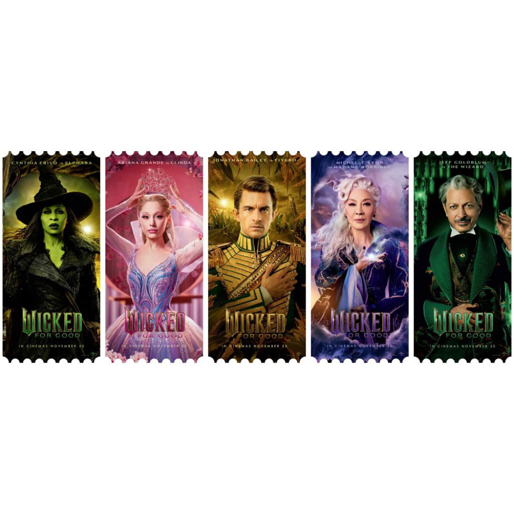 ครบชุด 5 ใบ Collectible Ticket Wicked For Good วิคเค็ด 2 แท้จาก SF Cinema SF+ Ticket วิคเค็ด 2 Wicke