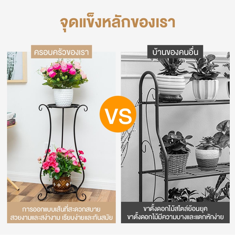 ขาตั้งกระถาง ชั้นวางดอกไม้ระเบียง ชั้นวางกระถางต้นไม้ 2 ชั้น ขาตั้งกระถางดอกไม้เหล็ก เหล็กดัด  รับน้ำหนักได้มาก - รูปที่ 3