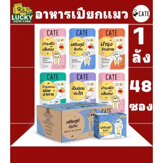 CATE อาหารเปียกแมว เคท เกรดพรีเมี่ยม ทั้งหมด 5 สูตร ขนาดซองละ 70 กรัม (ยกลัง x 48ซอง)