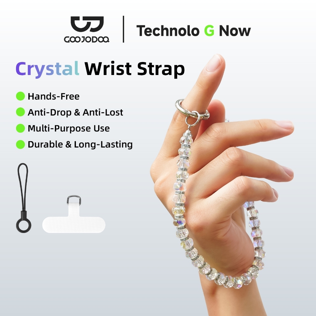 GOOJODOQ สายคล้องคริสตัล ใช้กับ โทรศัพท์มือถือ พัดลมพกพา พวงกุญแจ