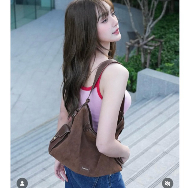 ของใหม่ songmont yore hobo หนังกลับสีน้ำตาล size M