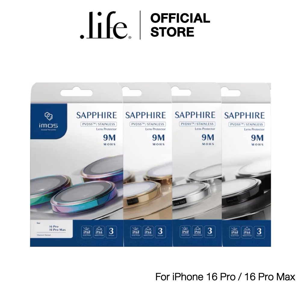 ฟิล์มกระจกป้องกันเลนส์ IMOS Sapphire Lens Protector PVD Stainless Frame สำหรับ iPhone 16 Pro/16 Pro 
