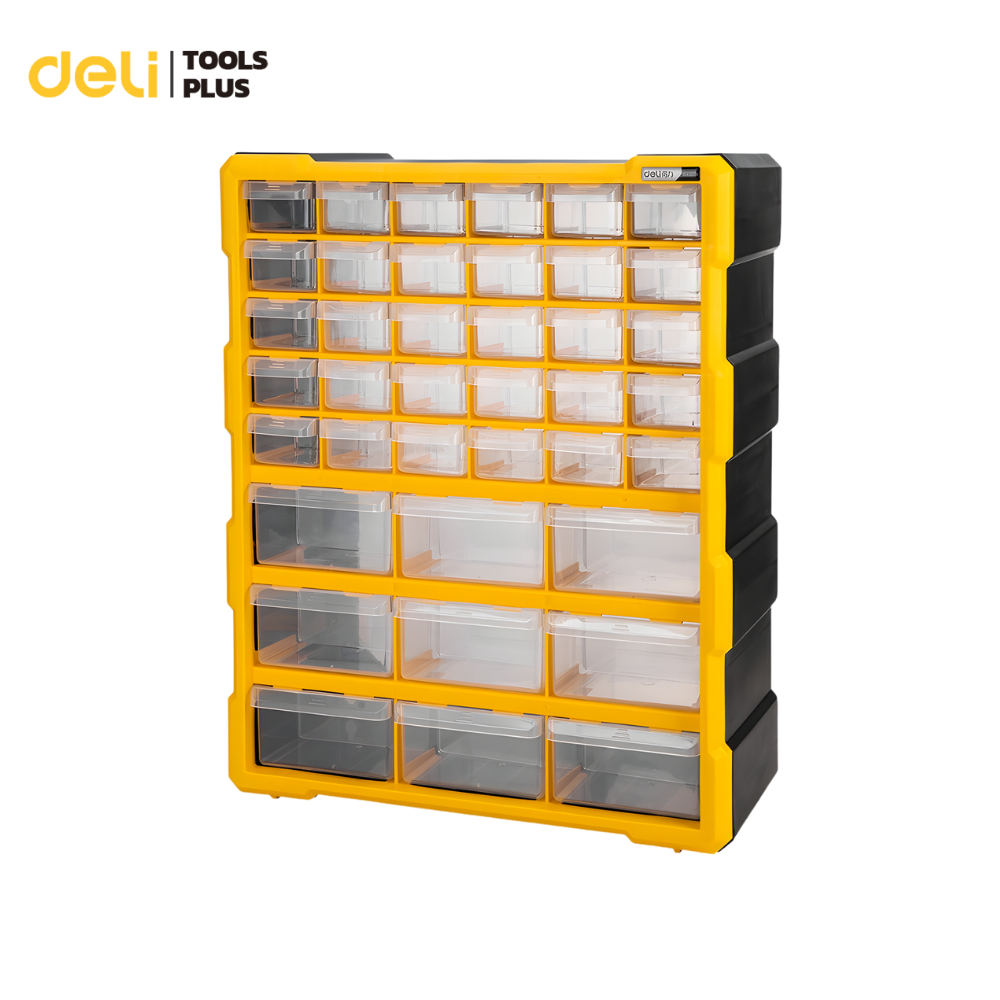 Deli ลิ้นชักพลาสติกเก็บสกรู กล่องใส่อะไหล่พลาสติก 39ช่อง จัดระเบียบ ติดพนังได้ Compartment Drawer