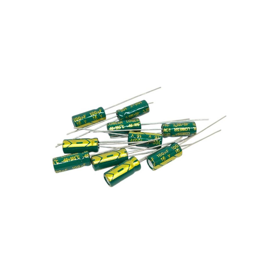 10pcs 100UF 16V 105C อิเล็กโทรไลท์ คาปาซิเตอร์ ตัวเก็บประจุ electrolytic capacitor
