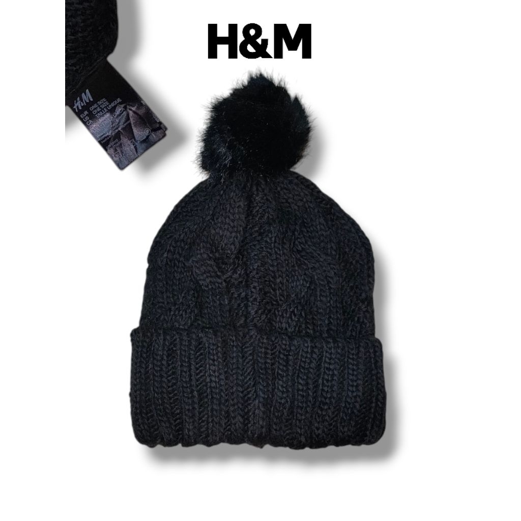 หมวกไหมพรม H&M มือสอง สีดำ สภาพดี น่ารัก 🌟52cm~58cm🌟G225⚡