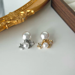 Socrush.bkk | SPARKLE GLOW earrings | SE-051 | ต่างหู ดาว มุก เพชร จี้มุก
